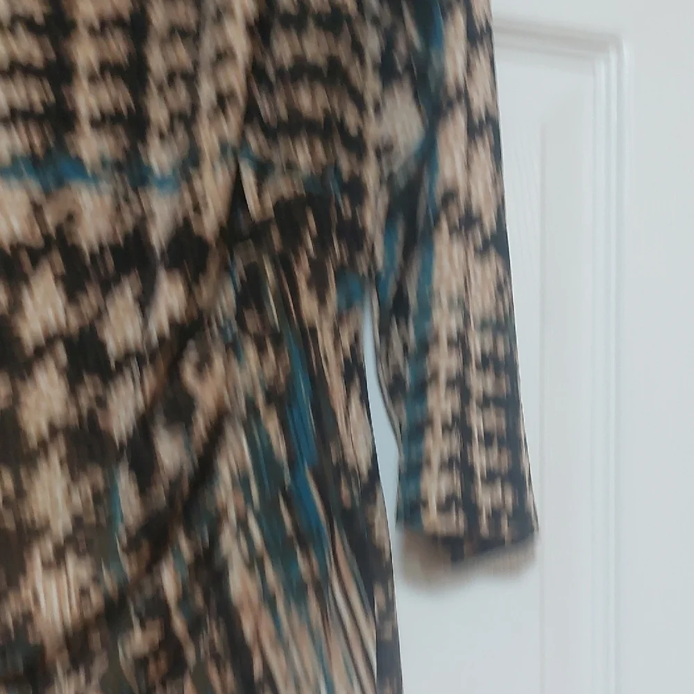 Anne Klein, Size 14, Black,Teal and Tan Dress - Picture 6 of 8